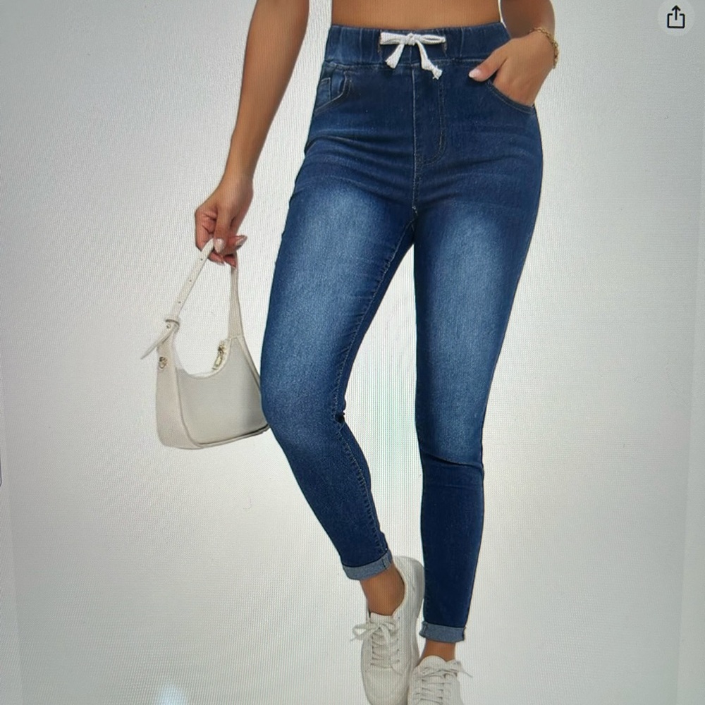 Drawstring skinny jeans